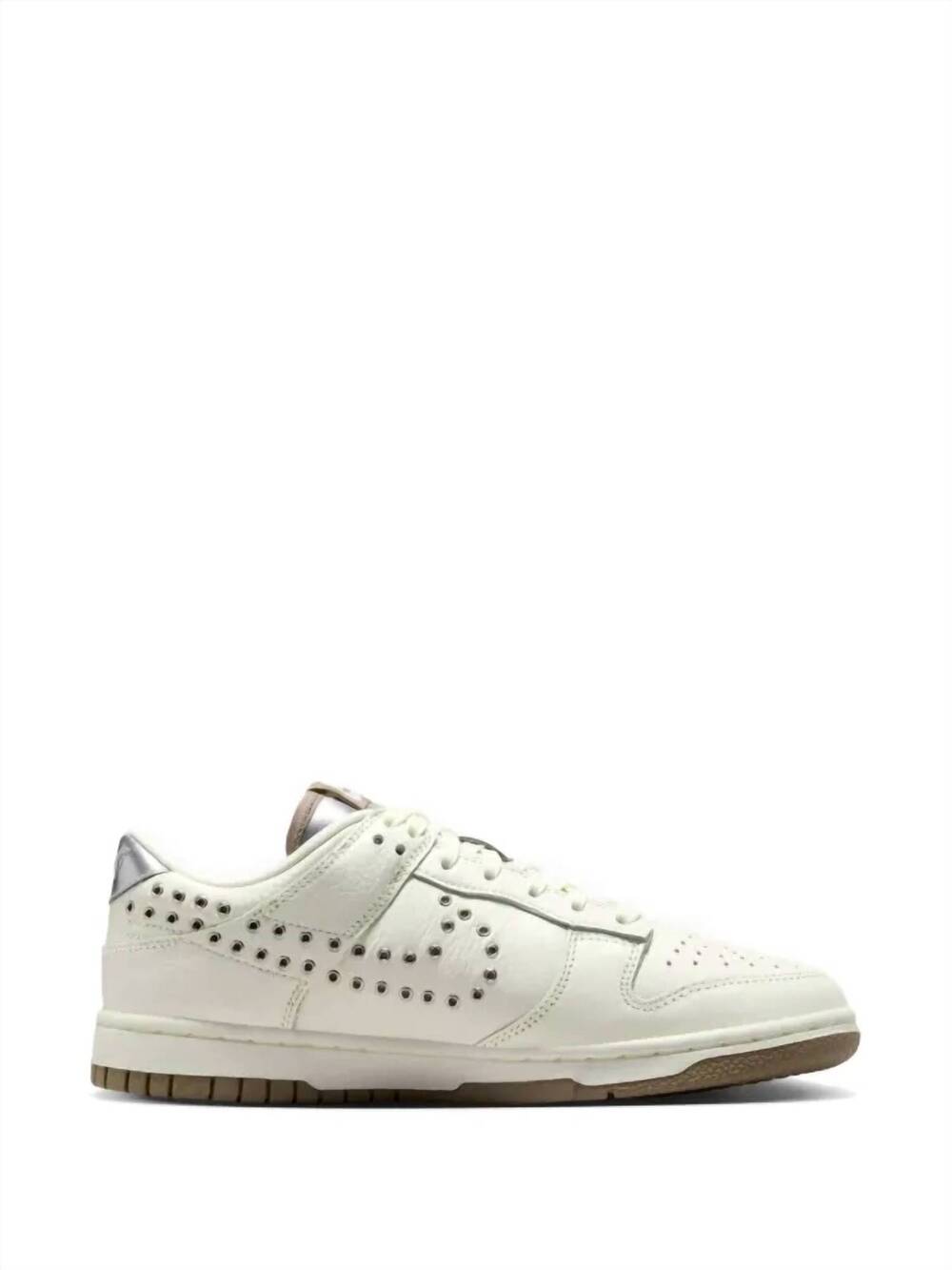 NEW NIKE women's dunk low shoes in sail metallic silver